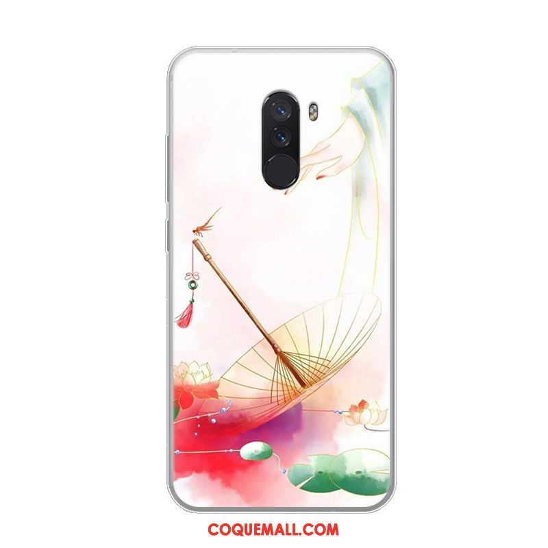 Étui Pocophone F1 Bleu Fluide Doux Téléphone Portable, Coque Pocophone F1 Silicone Créatif Beige