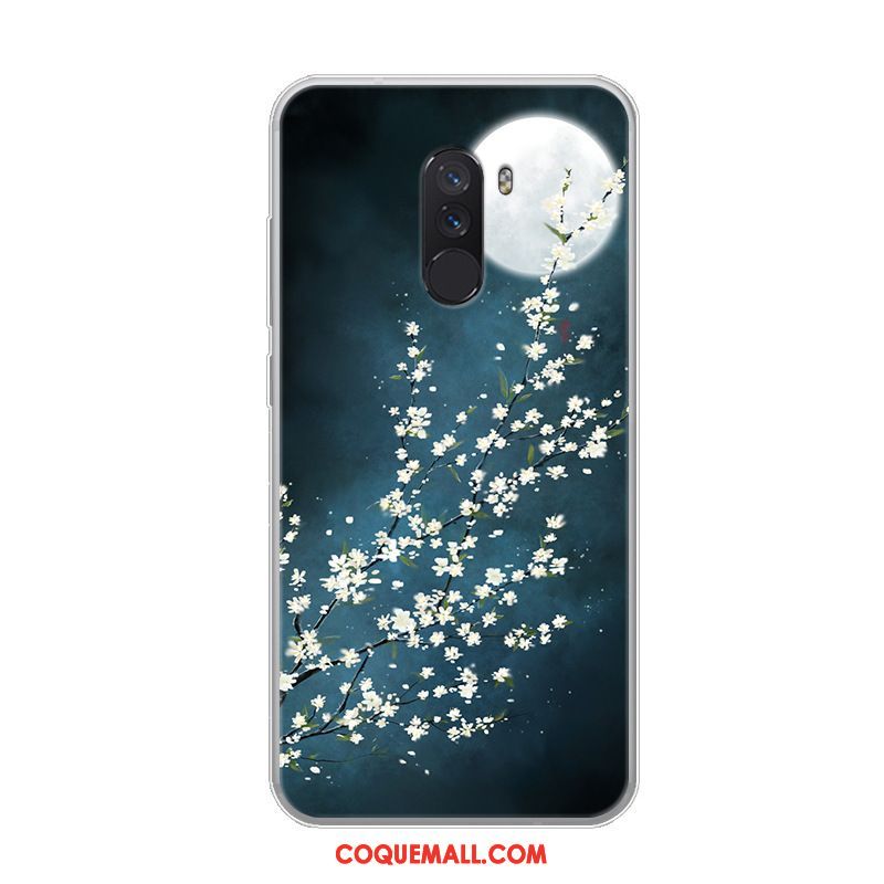 Étui Pocophone F1 Bleu Fluide Doux Téléphone Portable, Coque Pocophone F1 Silicone Créatif Beige