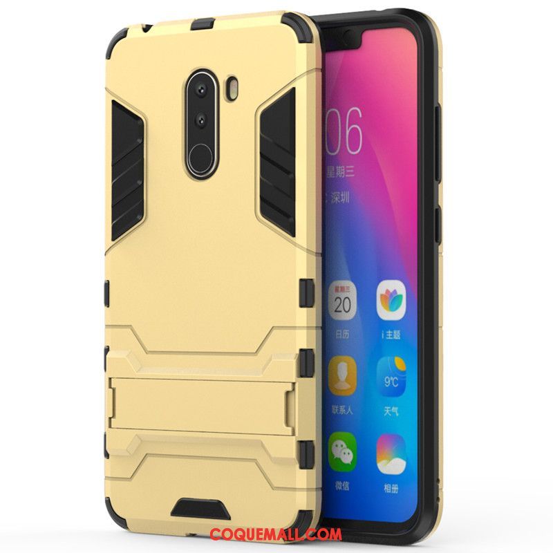 Étui Pocophone F1 Bleu Téléphone Portable Petit, Coque Pocophone F1 Difficile Support Beige