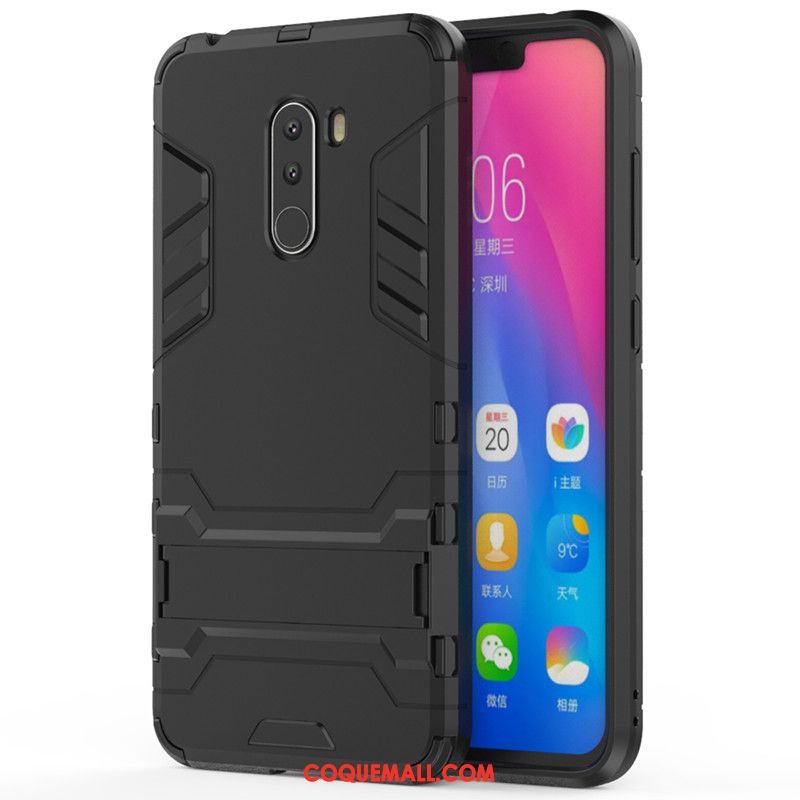 Étui Pocophone F1 Bleu Téléphone Portable Petit, Coque Pocophone F1 Difficile Support Beige