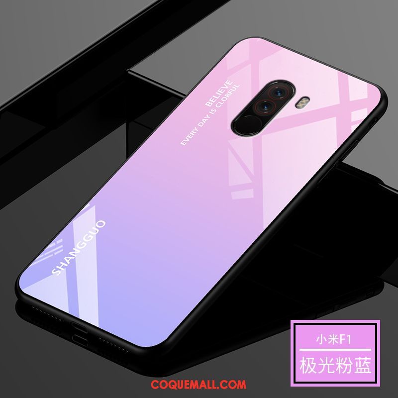 Étui Pocophone F1 Créatif Dégradé Protection, Coque Pocophone F1 Petit Miroir Beige