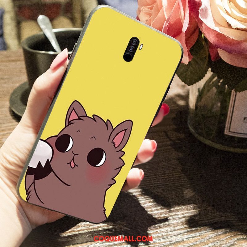 Étui Pocophone F1 Délavé En Daim Téléphone Portable Petit, Coque Pocophone F1 Fluide Doux Jaune Beige