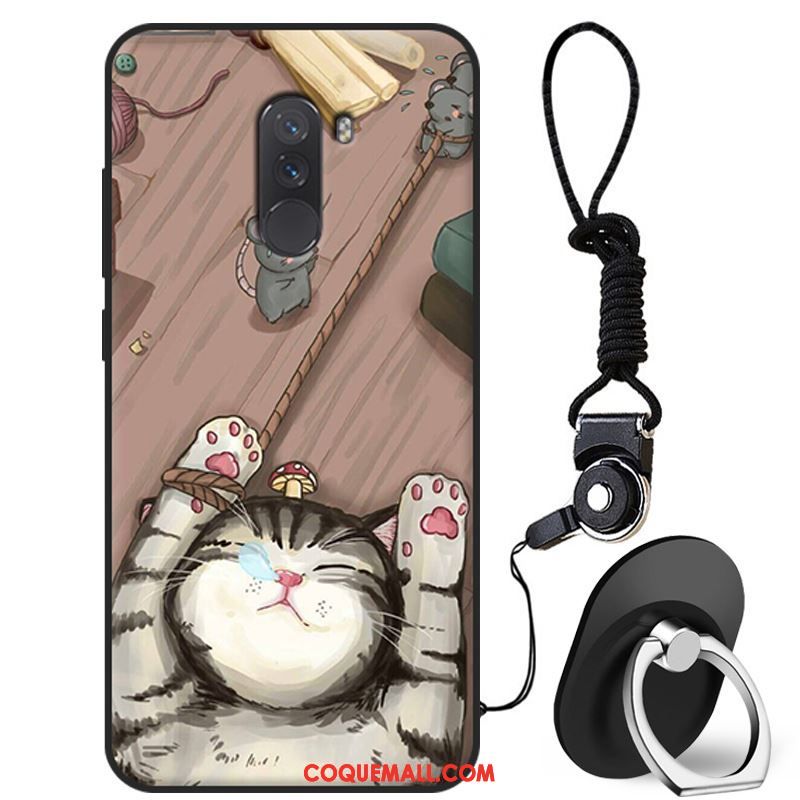 Étui Pocophone F1 Fluide Doux Téléphone Portable Dessin Animé, Coque Pocophone F1 Silicone Blanc Beige