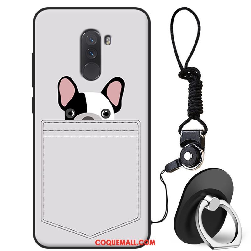 Étui Pocophone F1 Fluide Doux Téléphone Portable Dessin Animé, Coque Pocophone F1 Silicone Blanc Beige