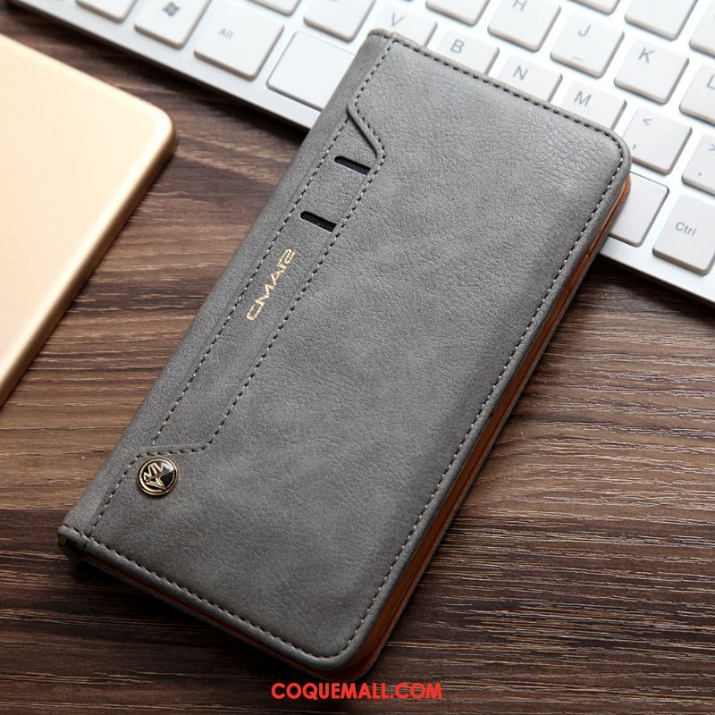 Étui Pocophone F1 Gris Business Cuir Véritable, Coque Pocophone F1 Téléphone Portable Étui En Cuir