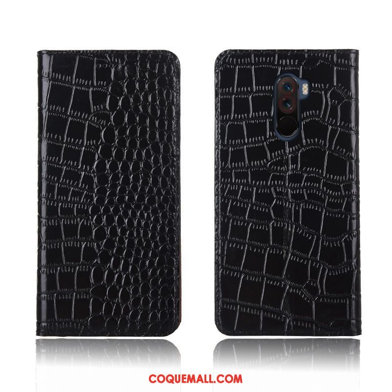 Étui Pocophone F1 Incassable Clamshell Silicone, Coque Pocophone F1 Nouveau Crocodile Beige