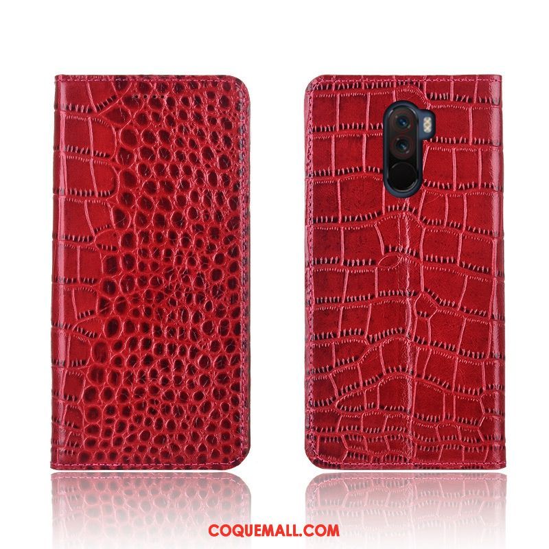 Étui Pocophone F1 Incassable Clamshell Silicone, Coque Pocophone F1 Nouveau Crocodile Beige