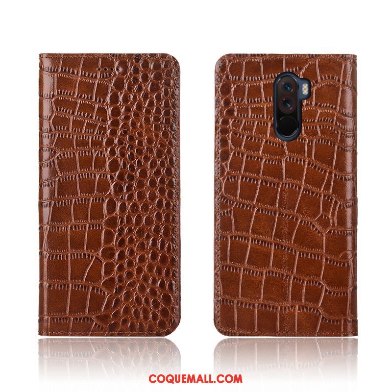 Étui Pocophone F1 Incassable Clamshell Silicone, Coque Pocophone F1 Nouveau Crocodile Beige