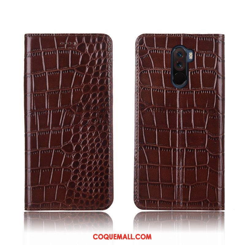 Étui Pocophone F1 Incassable Clamshell Silicone, Coque Pocophone F1 Nouveau Crocodile Beige