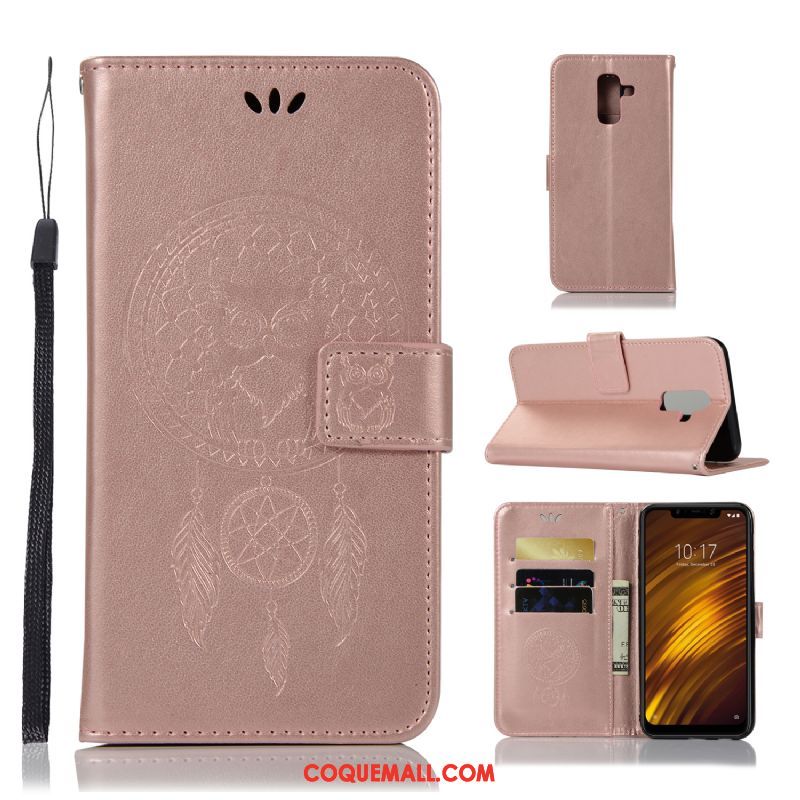 Étui Pocophone F1 Incassable Or Petit, Coque Pocophone F1 Téléphone Portable Étui En Cuir Beige