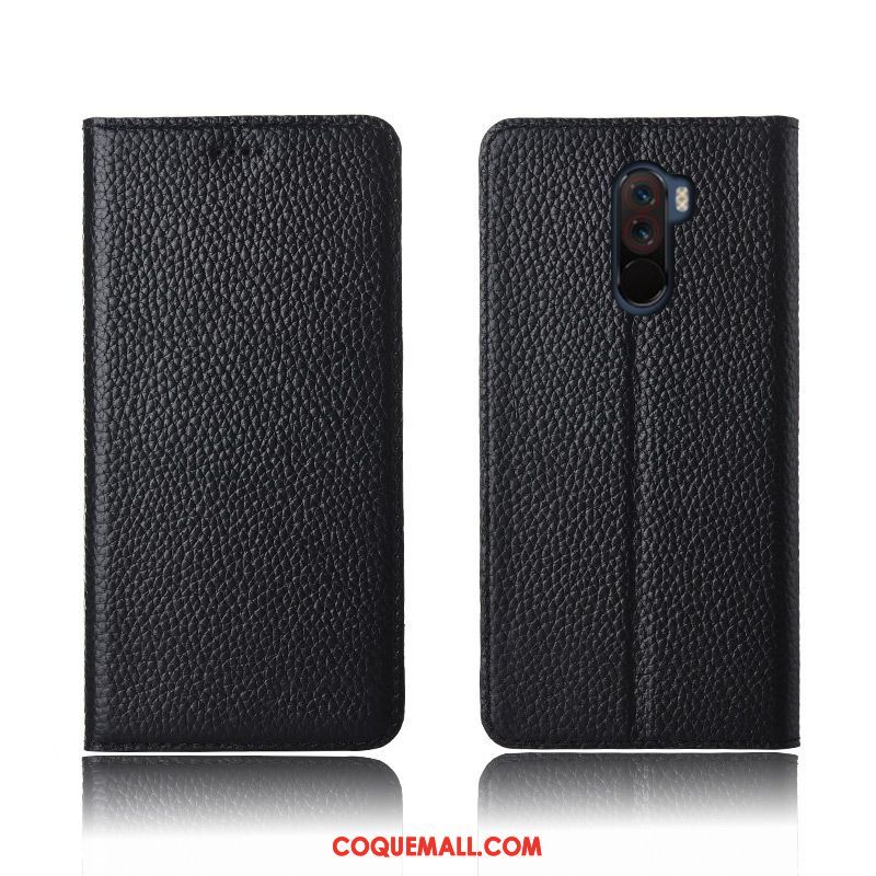 Étui Pocophone F1 Petit Cuir Véritable Nouveau, Coque Pocophone F1 Incassable Téléphone Portable Beige