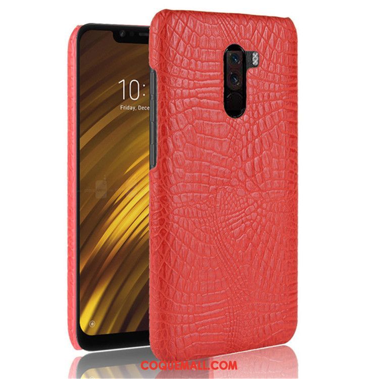 Étui Pocophone F1 Rose Petit Téléphone Portable, Coque Pocophone F1 Crocodile Modèle Protection Beige