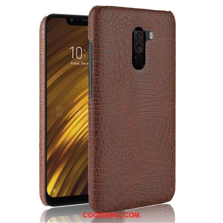 Étui Pocophone F1 Rose Petit Téléphone Portable, Coque Pocophone F1 Crocodile Modèle Protection Beige