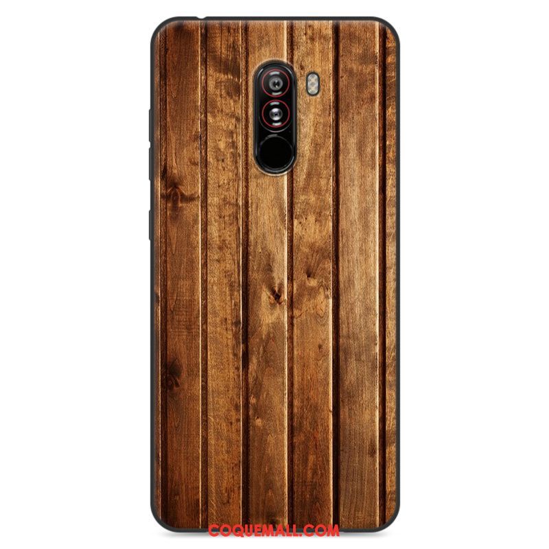 Étui Pocophone F1 Silicone Petit Grain De Bois, Coque Pocophone F1 Tout Compris Protection Beige