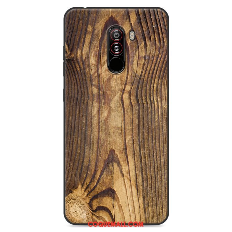 Étui Pocophone F1 Silicone Petit Grain De Bois, Coque Pocophone F1 Tout Compris Protection Beige