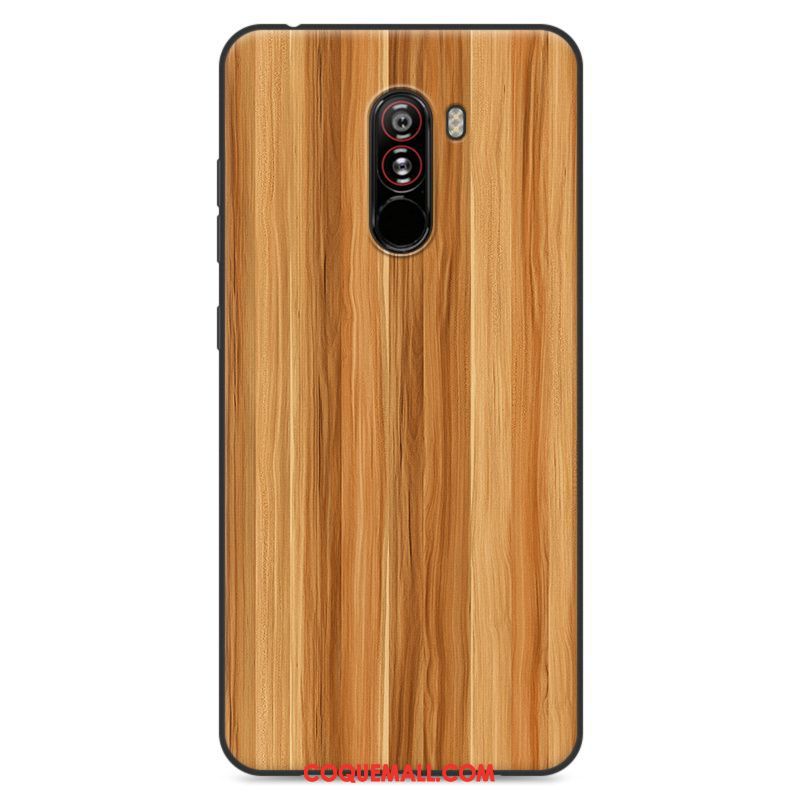 Étui Pocophone F1 Silicone Petit Grain De Bois, Coque Pocophone F1 Tout Compris Protection Beige