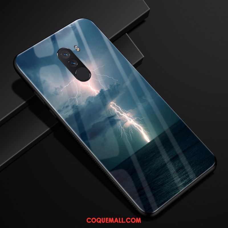 Étui Pocophone F1 Tendance Créatif Miroir, Coque Pocophone F1 Verre Ciel Étoilé Beige