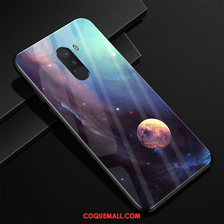 Étui Pocophone F1 Tendance Créatif Miroir, Coque Pocophone F1 Verre Ciel Étoilé Beige