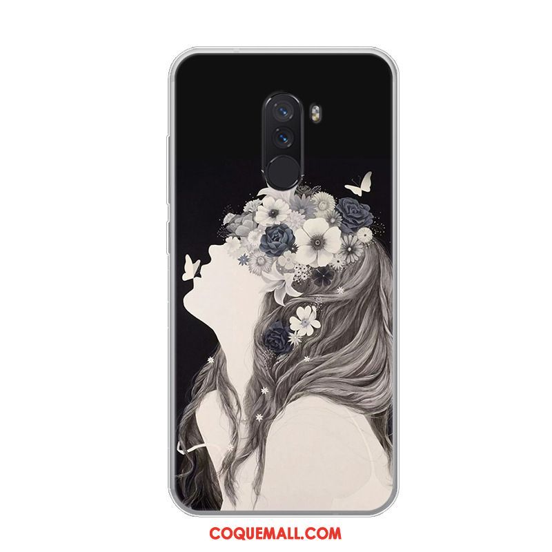 Étui Pocophone F1 Tendance Incassable Silicone, Coque Pocophone F1 Personnalité Petit Beige