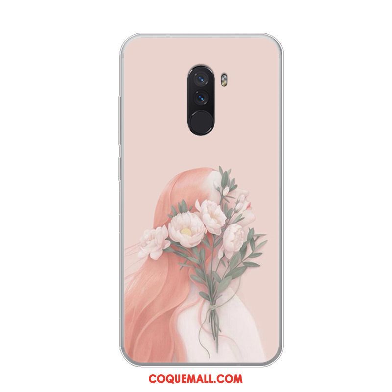 Étui Pocophone F1 Tendance Incassable Silicone, Coque Pocophone F1 Personnalité Petit Beige