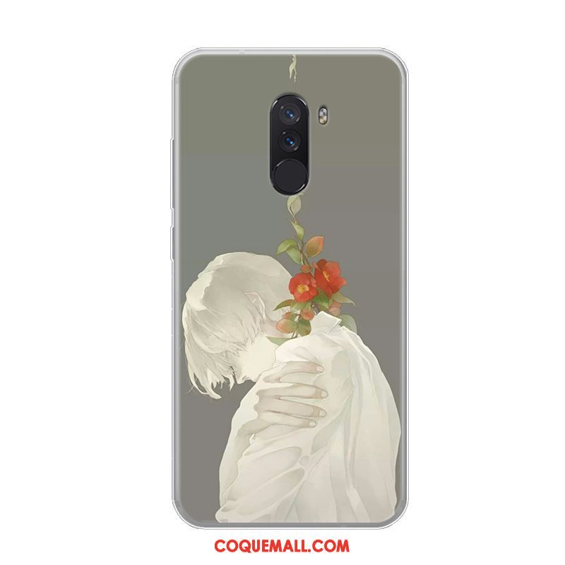 Étui Pocophone F1 Tendance Incassable Silicone, Coque Pocophone F1 Personnalité Petit Beige