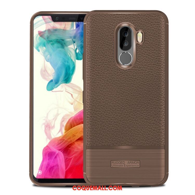 Étui Pocophone F1 Téléphone Portable Fluide Doux Cuir, Coque Pocophone F1 Rouge Petit Beige