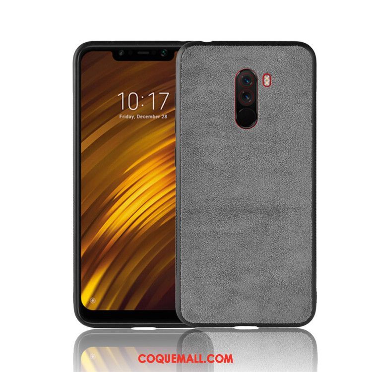 Étui Pocophone F1 Velours Europe Protection, Coque Pocophone F1 Téléphone Portable Gris Beige