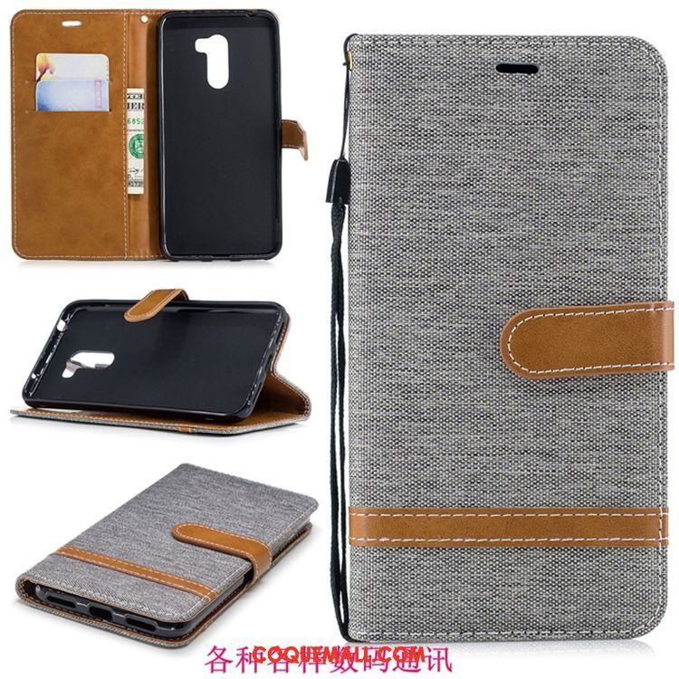 Étui Pocophone F1 Étui En Cuir Marque De Tendance Bleu, Coque Pocophone F1 Protection Téléphone Portable Beige