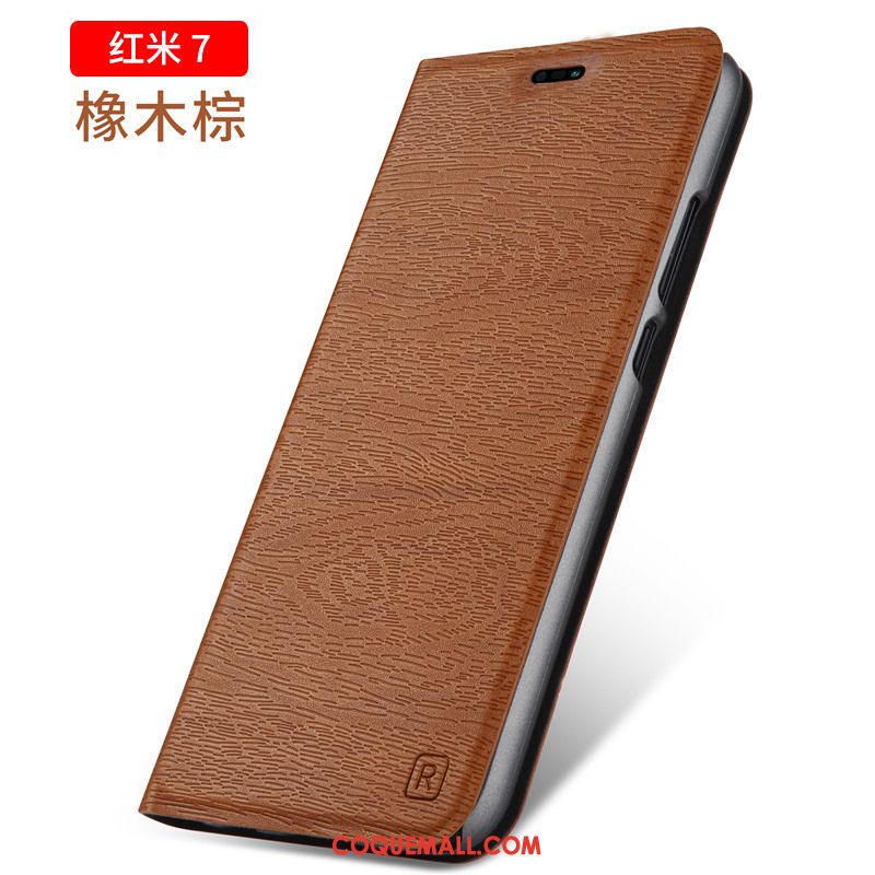 Étui Redmi 7 En Cuir Clamshell Business, Coque Redmi 7 Petit Incassable Beige