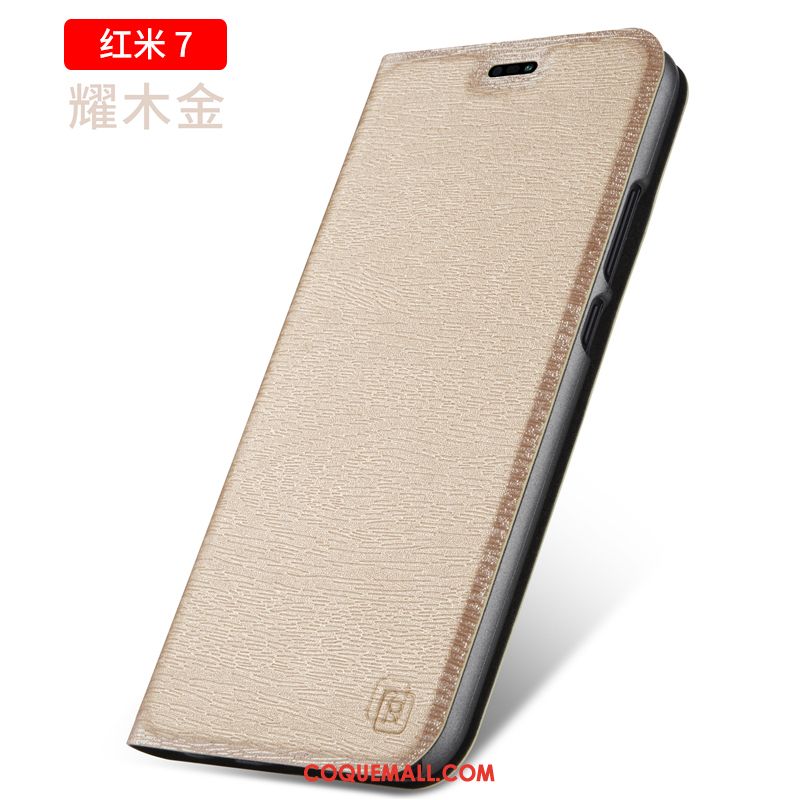 Étui Redmi 7 En Cuir Clamshell Business, Coque Redmi 7 Petit Incassable Beige