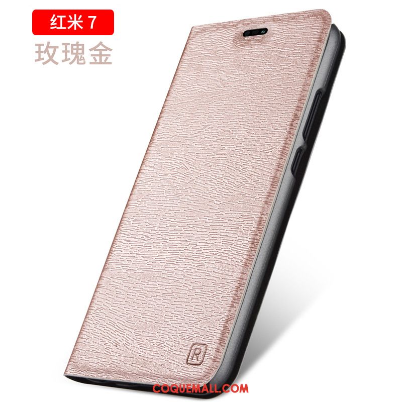 Étui Redmi 7 En Cuir Clamshell Business, Coque Redmi 7 Petit Incassable Beige