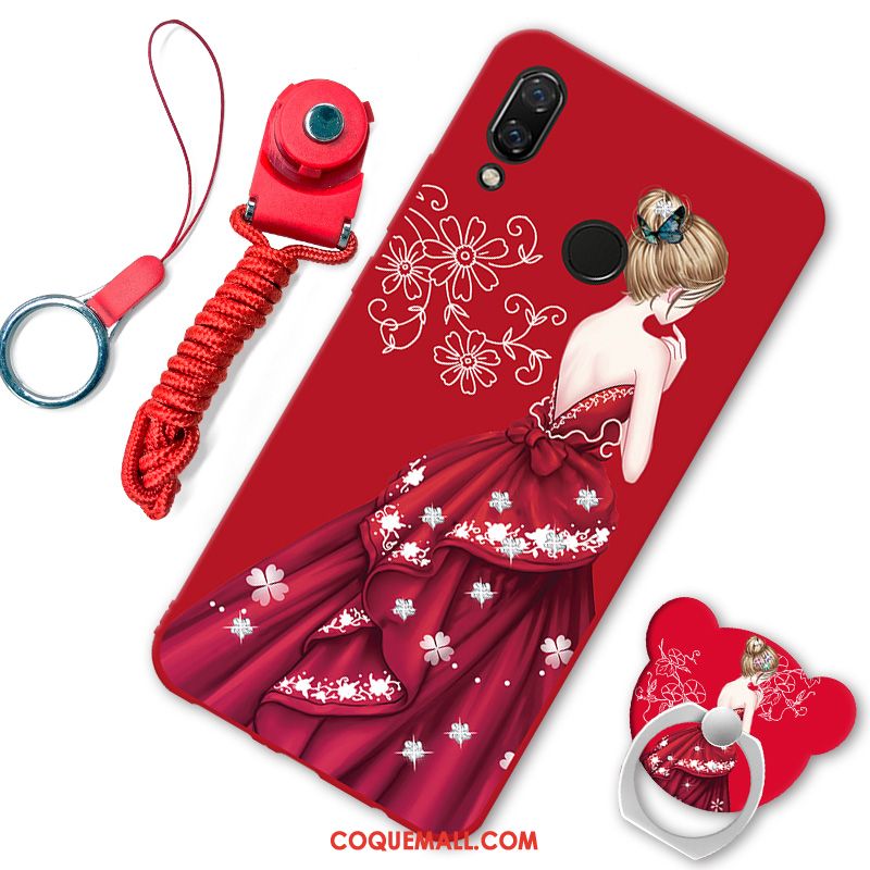 Étui Redmi 7 Fluide Doux Rouge Incassable, Coque Redmi 7 Téléphone Portable Petit Beige