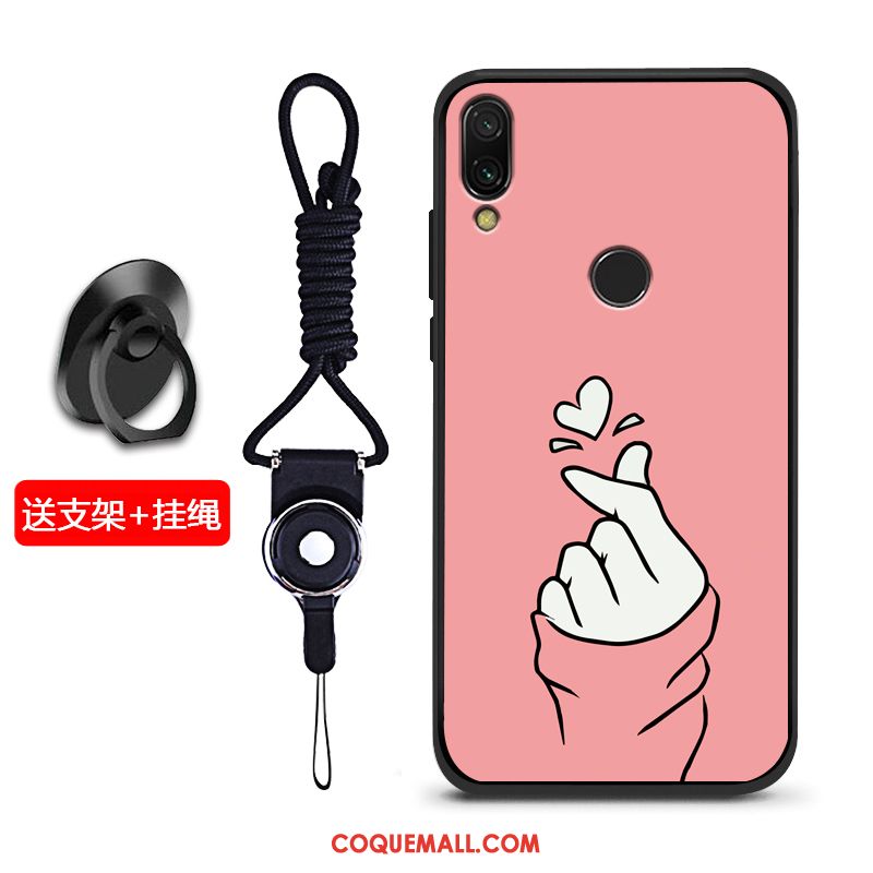 Étui Redmi 7 Rouge Délavé En Daim Silicone, Coque Redmi 7 Rose Incassable Beige