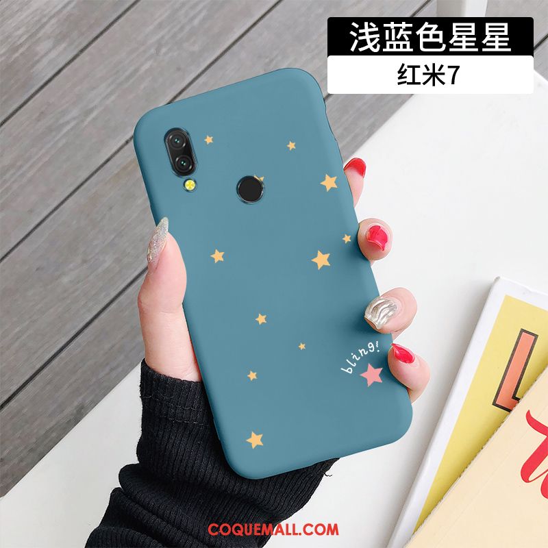 Étui Redmi 7 Étoile Simple Protection, Coque Redmi 7 Bleu Petit Beige