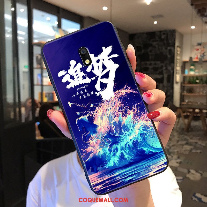 Étui Redmi 8a Bleu Mode Tout Compris, Coque Redmi 8a Protection Rouge Beige