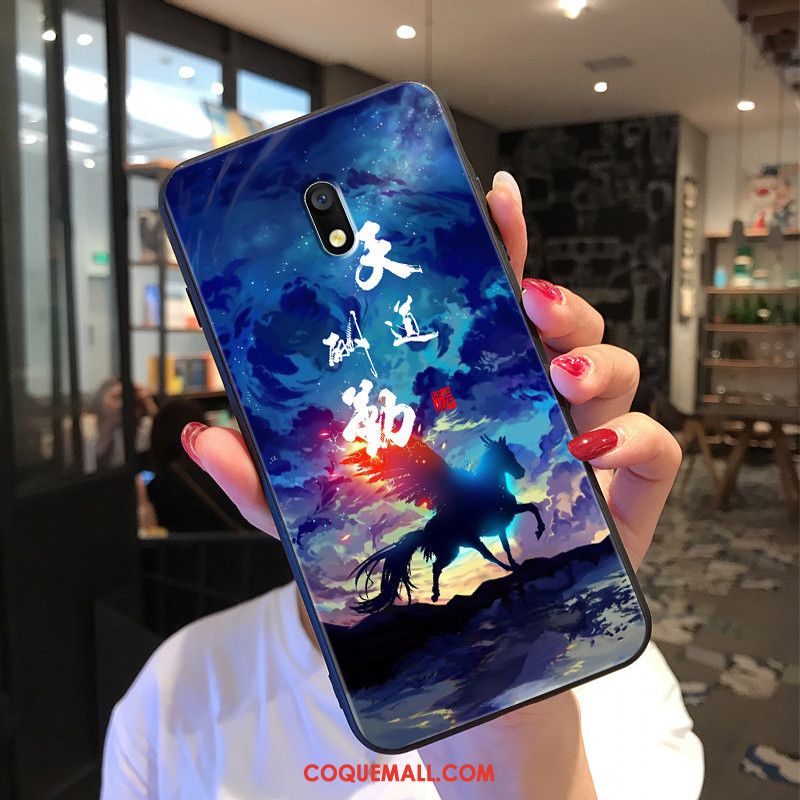 Étui Redmi 8a Bleu Mode Tout Compris, Coque Redmi 8a Protection Rouge Beige