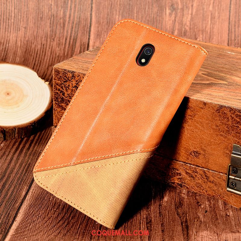 Étui Redmi 8a Carte Protection Incassable, Coque Redmi 8a Tout Compris En Cuir Braun Beige