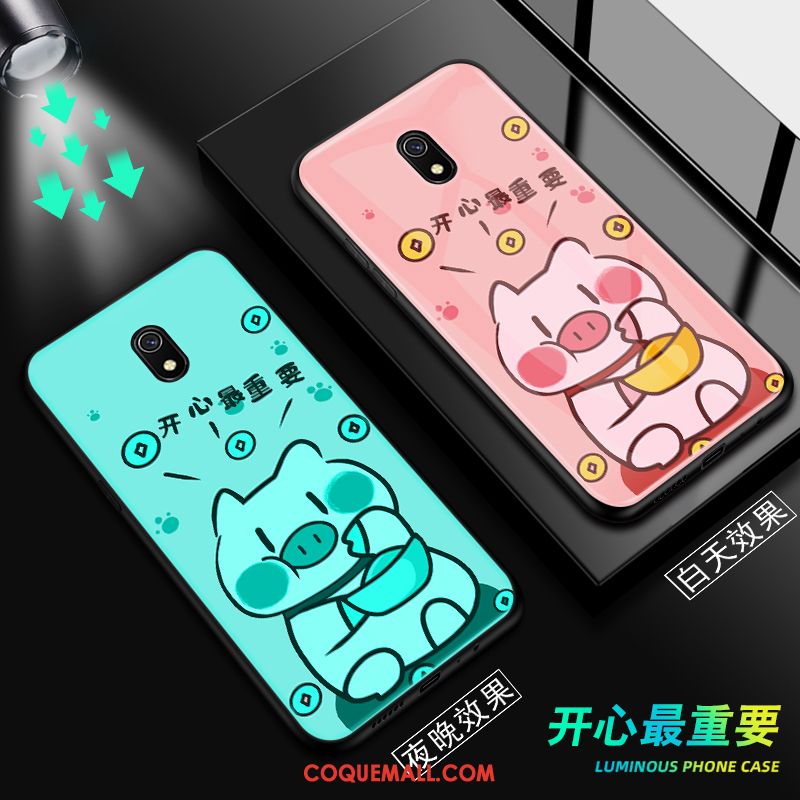 Étui Redmi 8a Lumineuses Dessin Animé Petit, Coque Redmi 8a Protection Noir Beige