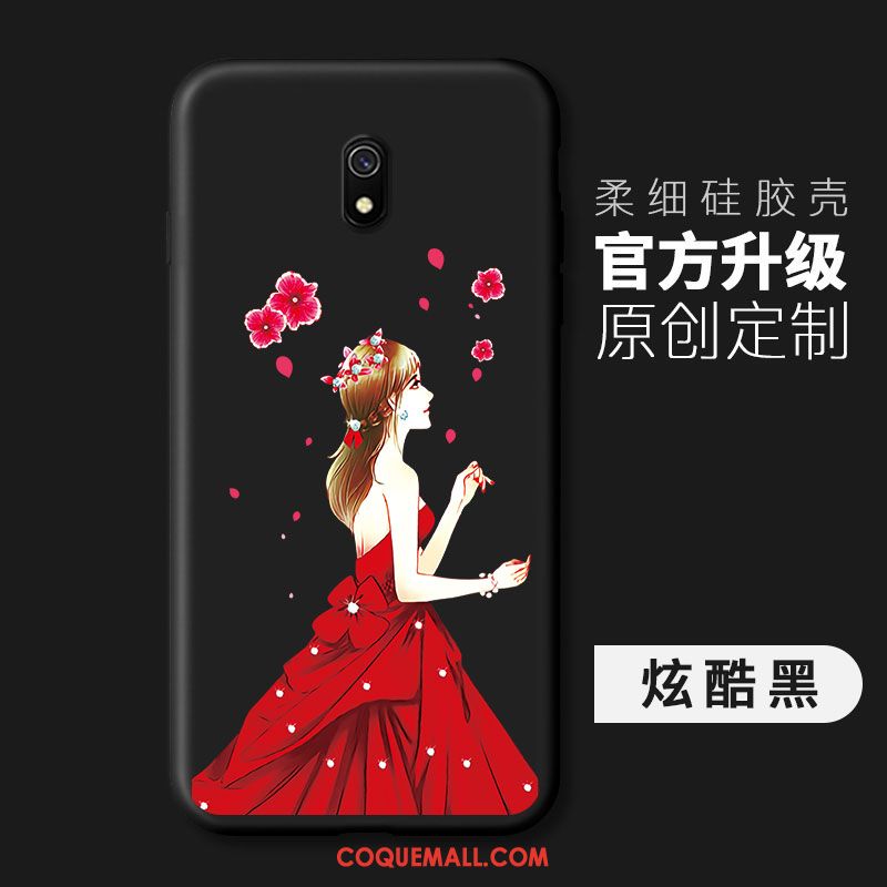 Étui Redmi 8a Mode Net Rouge Fluide Doux, Coque Redmi 8a Tendance Protection Beige