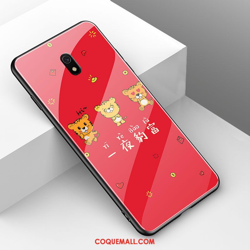 Étui Redmi 8a Nouveau Verre Dessin Animé, Coque Redmi 8a Incassable Charmant Beige