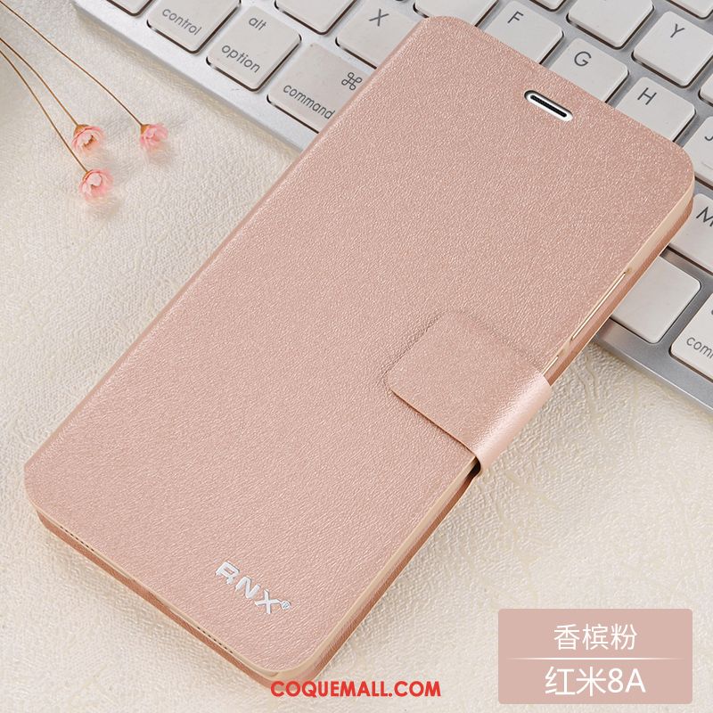 Étui Redmi 8a Petit Bleu Téléphone Portable, Coque Redmi 8a Protection En Cuir Beige