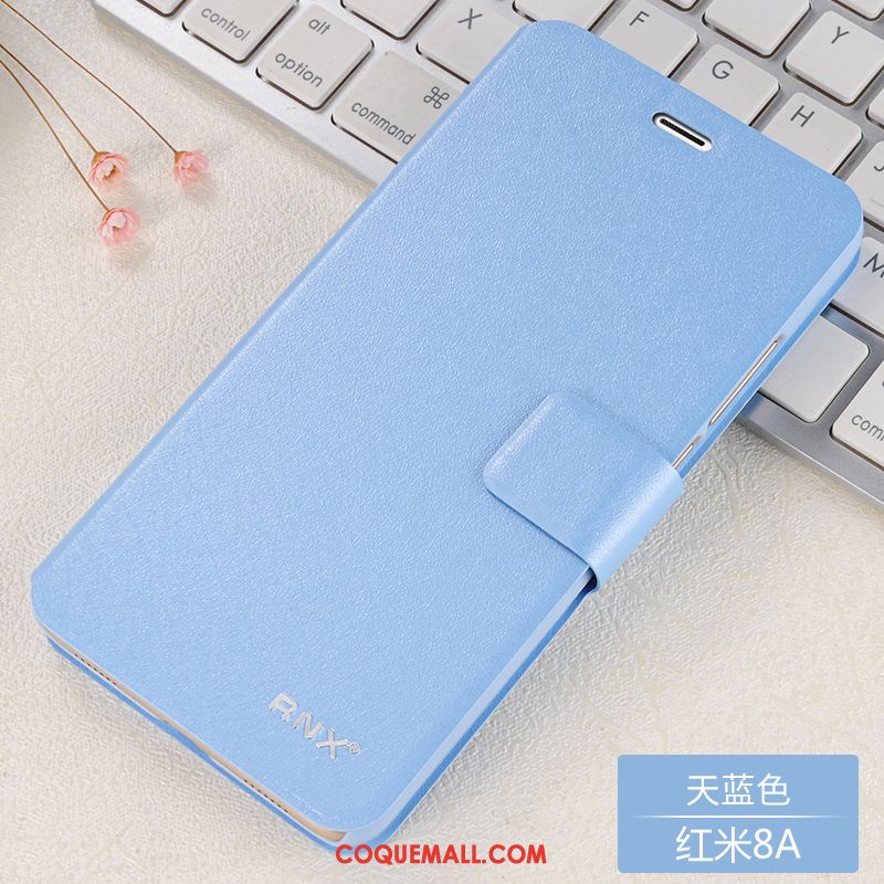 Étui Redmi 8a Petit Bleu Téléphone Portable, Coque Redmi 8a Protection En Cuir Beige