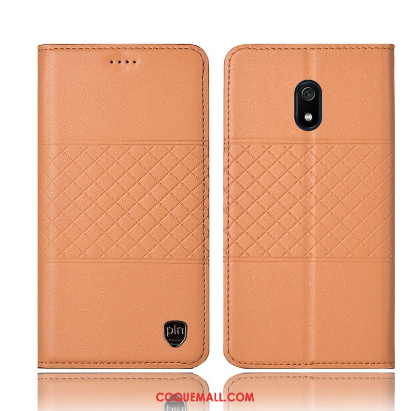 Étui Redmi 8a Protection En Cuir Plaid, Coque Redmi 8a Rouge Tout Compris Beige