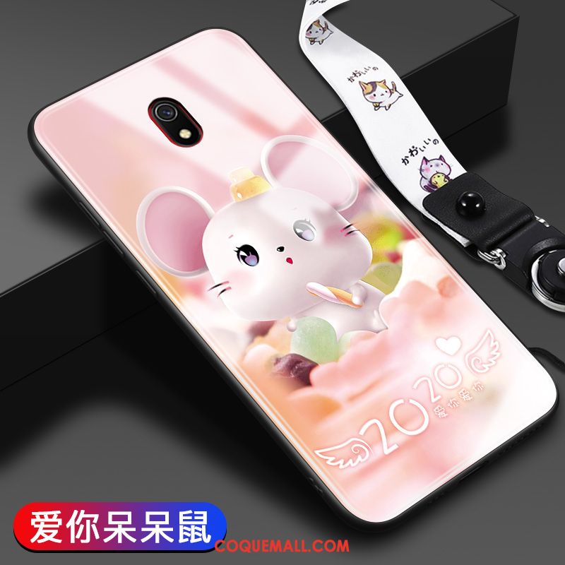 Étui Redmi 8a Téléphone Portable Fluide Doux Rose, Coque Redmi 8a Verre Tout Compris Beige