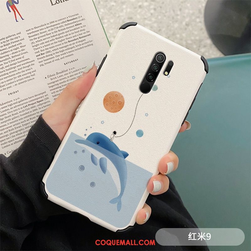 Étui Redmi 9 Cuir Silicone Amoureux, Coque Redmi 9 Personnalité Incassable Beige