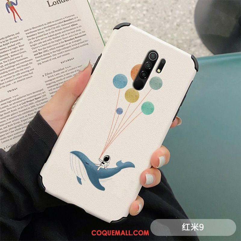 Étui Redmi 9 Cuir Silicone Amoureux, Coque Redmi 9 Personnalité Incassable Beige