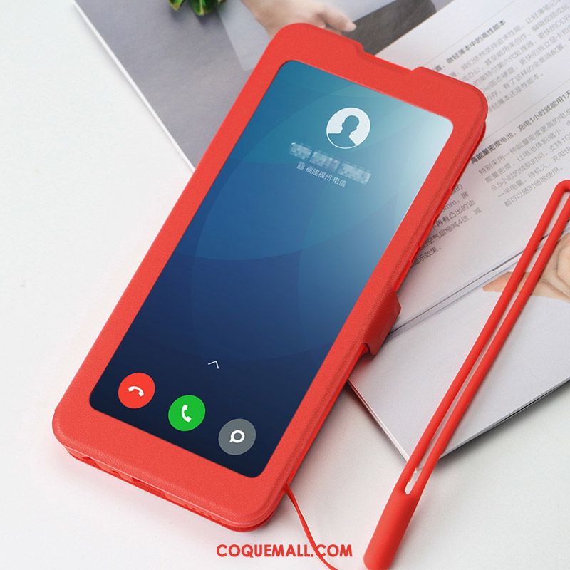 Étui Redmi 9 Incassable Noir Rouge, Coque Redmi 9 Clamshell Petit Beige