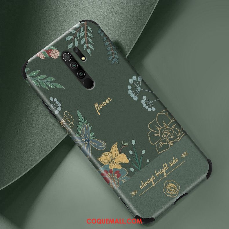 Étui Redmi 9 Net Rouge Petit Vintage, Coque Redmi 9 Silicone Vert Beige