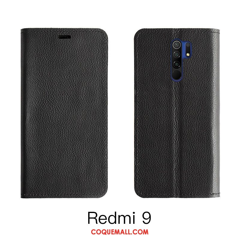 Étui Redmi 9 Protection Carte Orange, Coque Redmi 9 Rouge En Cuir Beige