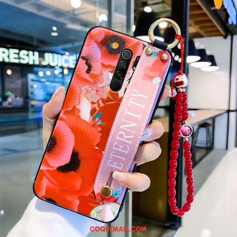 Étui Redmi 9 Rouge Tendance Vintage, Coque Redmi 9 Tout Compris Ornements Suspendus Beige